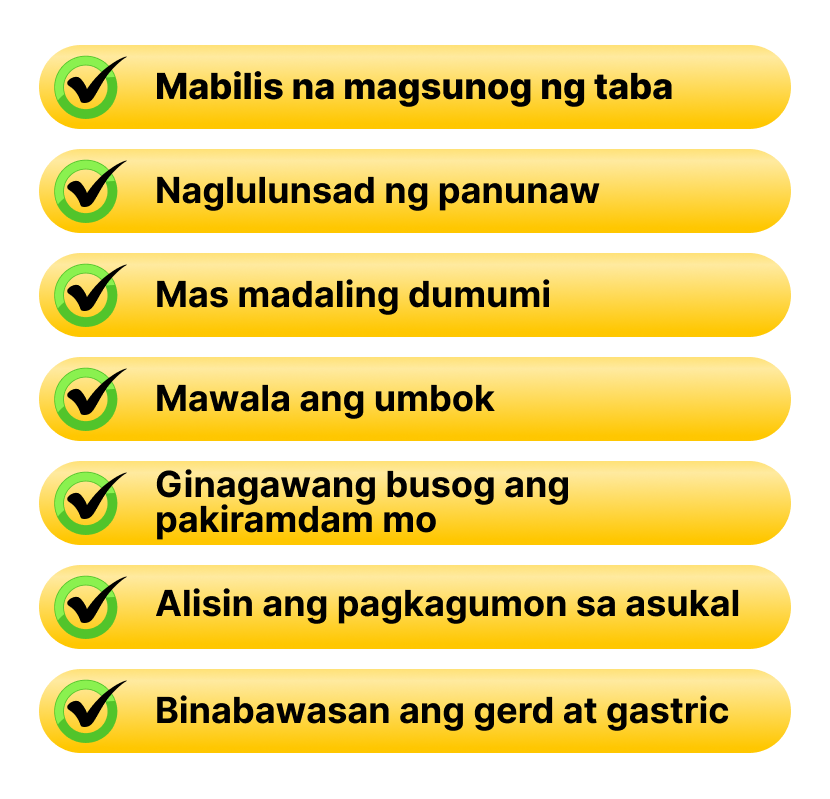 Gráfico promocional de beneficios en filipino